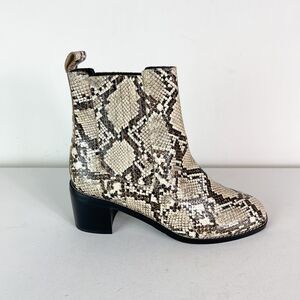 Nordstrom NWOB Women's Tan Nohazina-Lea Caramel Snake Print Heel Ankle Boots 7.5